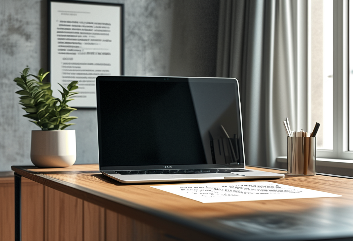 A minimalist illustration of a single clear boundary line drawn on paper between two halves of a desk, one side holding…