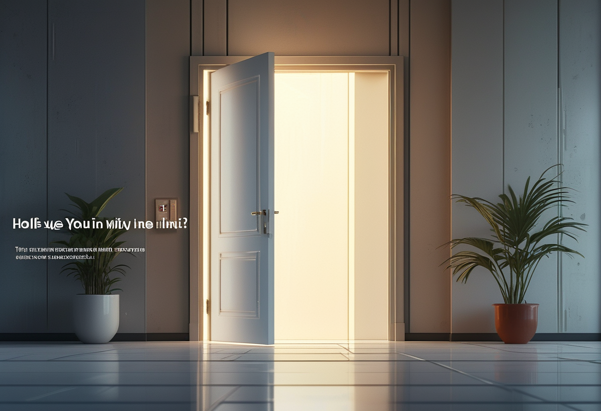 A calm, forward-looking illustration of a single open door with soft light coming through it, symbolizing readiness…